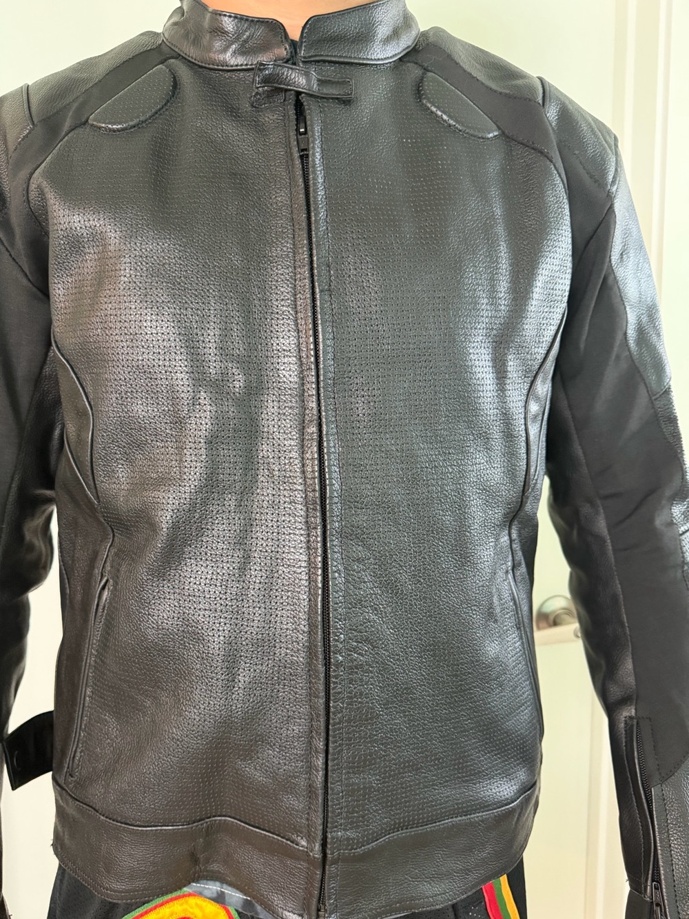 Men's Black Leather Bomber Jacket - Sleek Zip Front